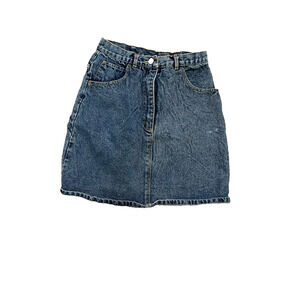 Vintage Concept Directions High Waisted Denim Skirt ALine Mini 26" Medium Wash